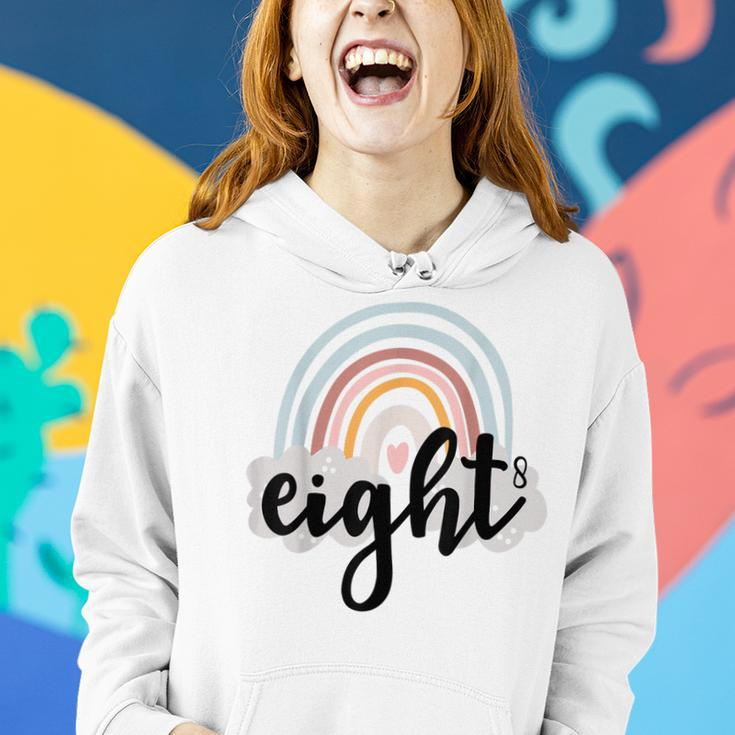 Eight Year Birthday Rainbow Party Boho Family 8 Year Old Women Hoodie Gifts for Her