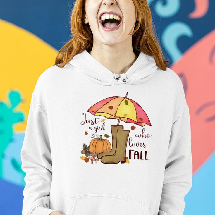 Funny Fall Just A Girl Who Love Fall Women Hoodie Graphic Print Hooded Sweatshirt Gifts for Her
