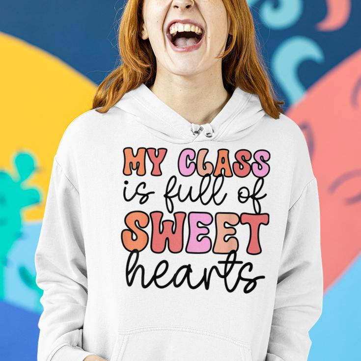 Groovy Teacher Valentine Back To School 100 Days Of School V5 Women Hoodie Gifts for Her