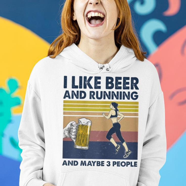 I Like Beer And Running And Maybe 3 People Retro Vintage Gift For Womens Women Hoodie Gifts for Her