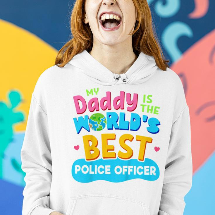 Kids My Best Daddy Dad Police Officer Proud Daughter SonWomen Hoodie Gifts for Her