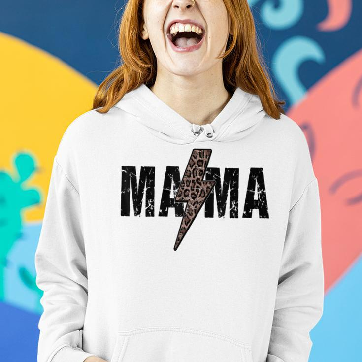 Mama Lightning Bolt Leopard Cheetah Print Mothers Day Women Hoodie Gifts for Her