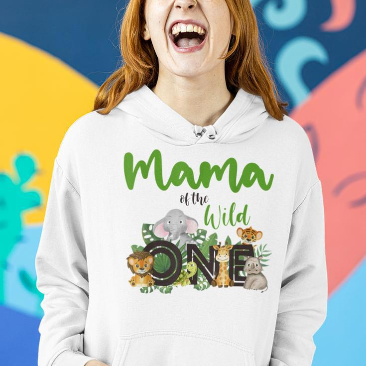 Mama Of The Wild One Zoo Birthday Safari Jungle Animal Mom Women Hoodie Gifts for Her
