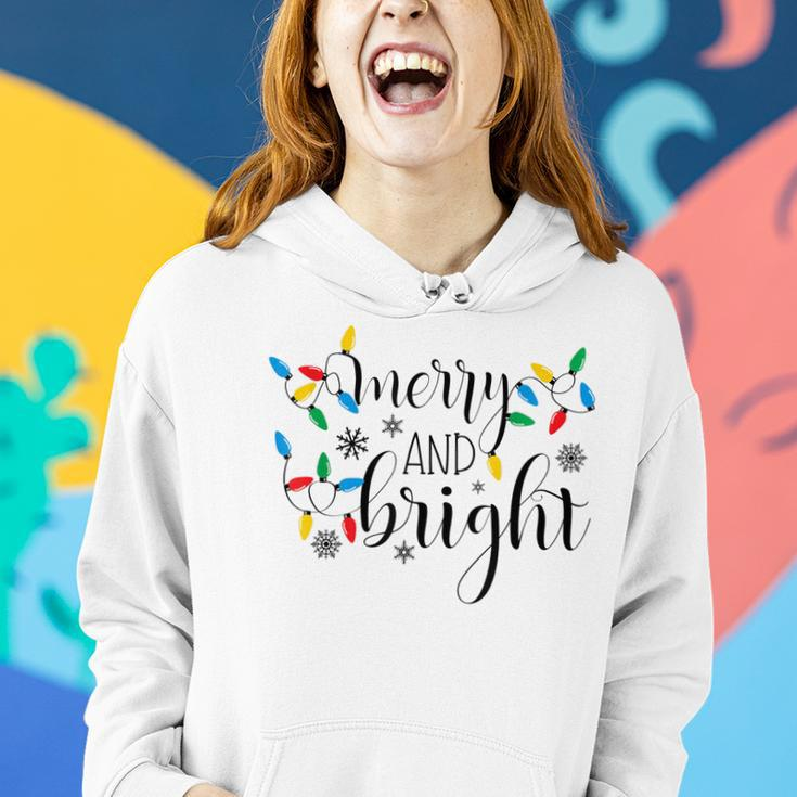 Merry And Bright Christmas Lights Cute Graphic Women Hoodie Graphic Print Hooded Sweatshirt Gifts for Her