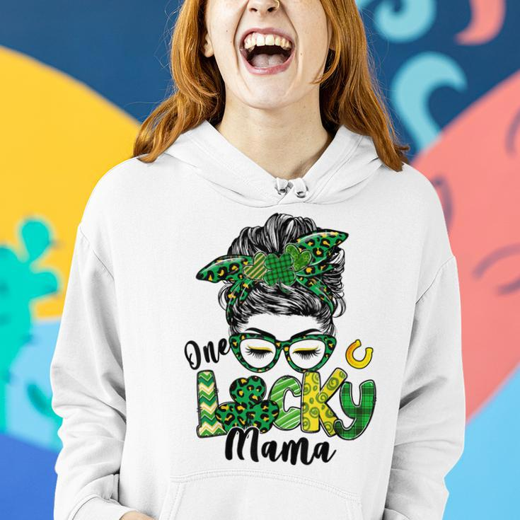 Messy Bun Leopard Green Shamrock Lucky Mama St Patricks Day Women Hoodie Gifts for Her