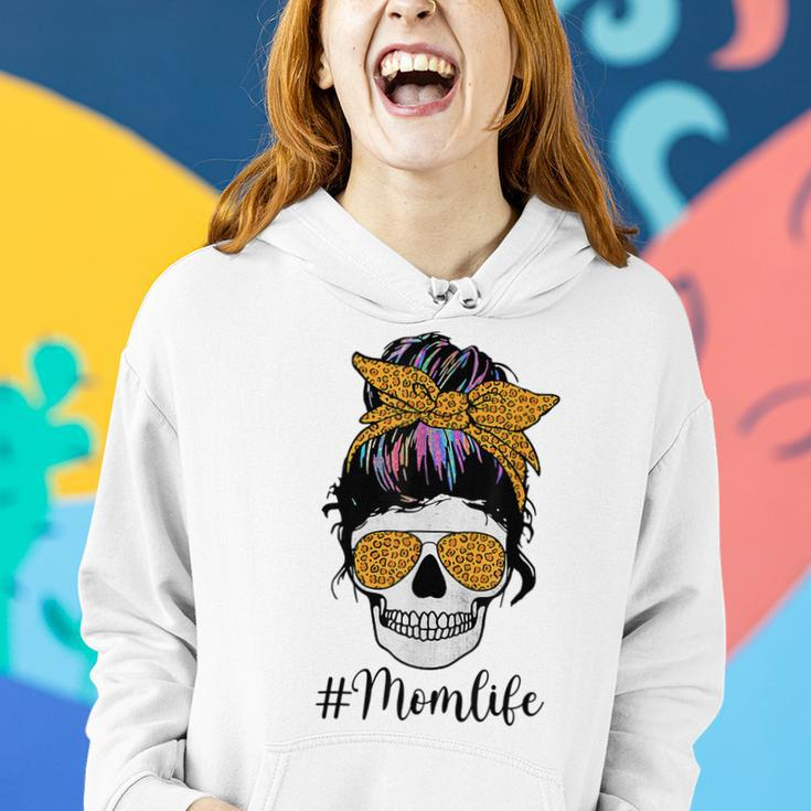 Mom Life Mothers Day Mama Momlife Messy Bun Skull Cool Mom Women Hoodie Gifts for Her