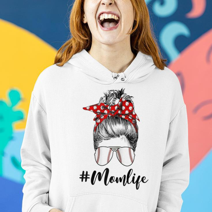 Mom Life Softball Baseball Mothers Day Messy Bun Gift For Womens Women Hoodie Gifts for Her