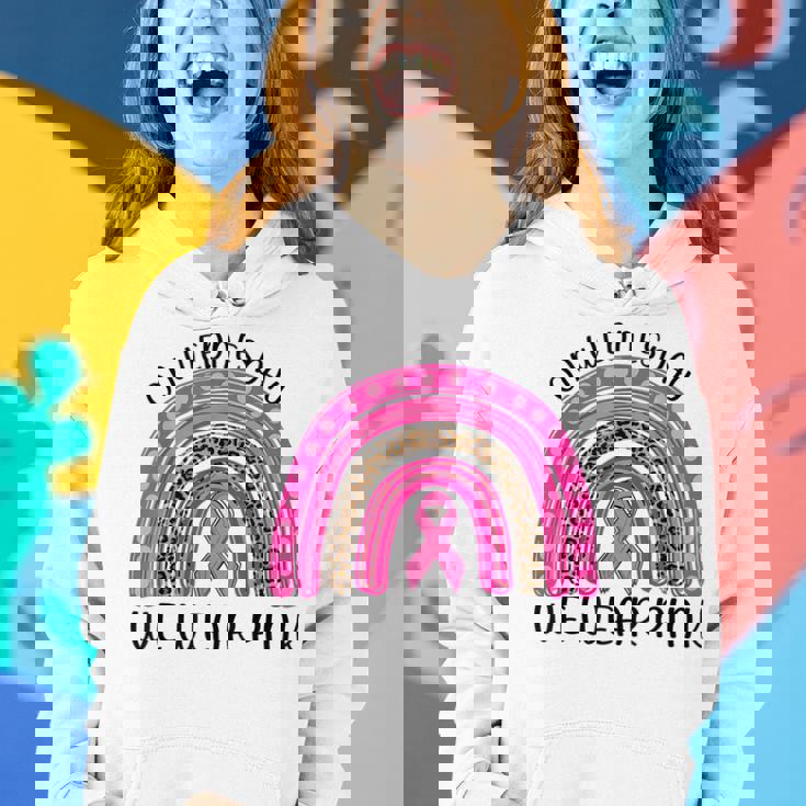 On Wednesday We Wear Pink Rainbow Breast Cancer Fighter Women Hoodie Graphic Print Hooded Sweatshirt Gifts for Her