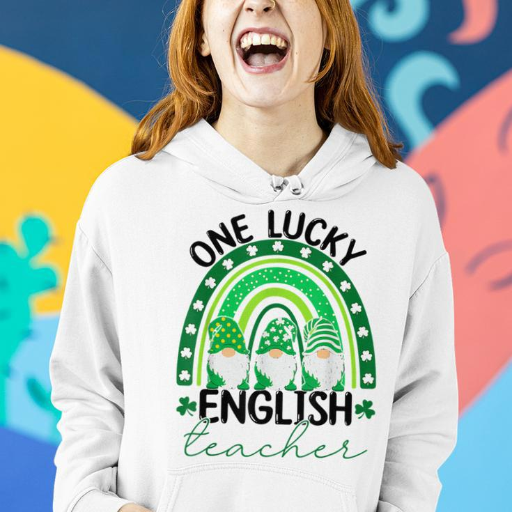 One Lucky English Teacher Gnomes St Patricks Day Rainbow Women Hoodie Gifts for Her