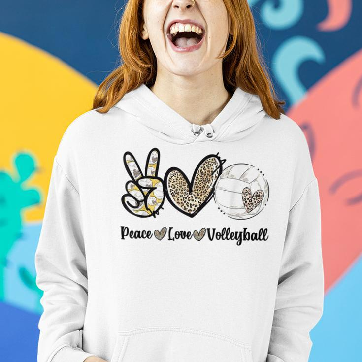Peace Love Volleyball Mom Leopard Print Cheetah Pattern Women Hoodie Gifts for Her