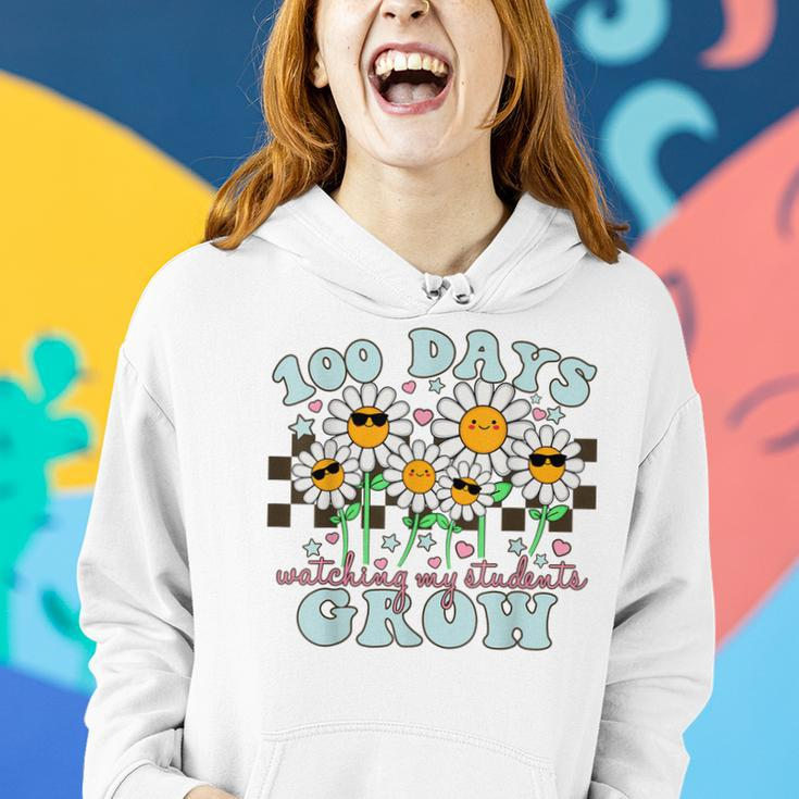 Retro Groovy 100 Days Of Watching My Students Grow Teacher V6 Women Hoodie Gifts for Her