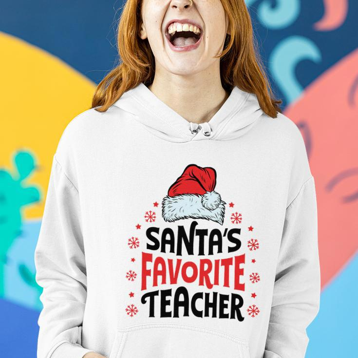 Santas Favorite Teacher Christmas Women Men Santa Hat Women Hoodie Gifts for Her