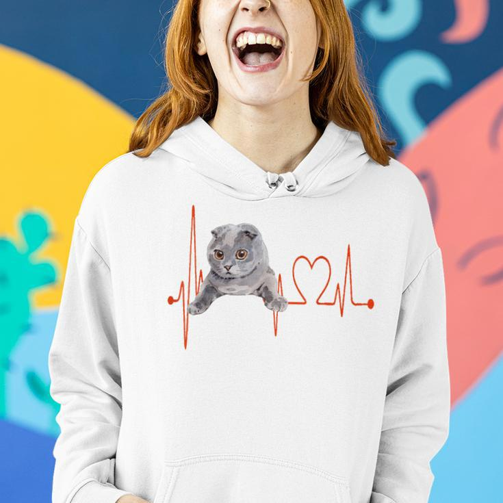 Schottische Katzen Herzschlag EKG Hoodie für Kätzchenliebhaber Geschenke für Sie