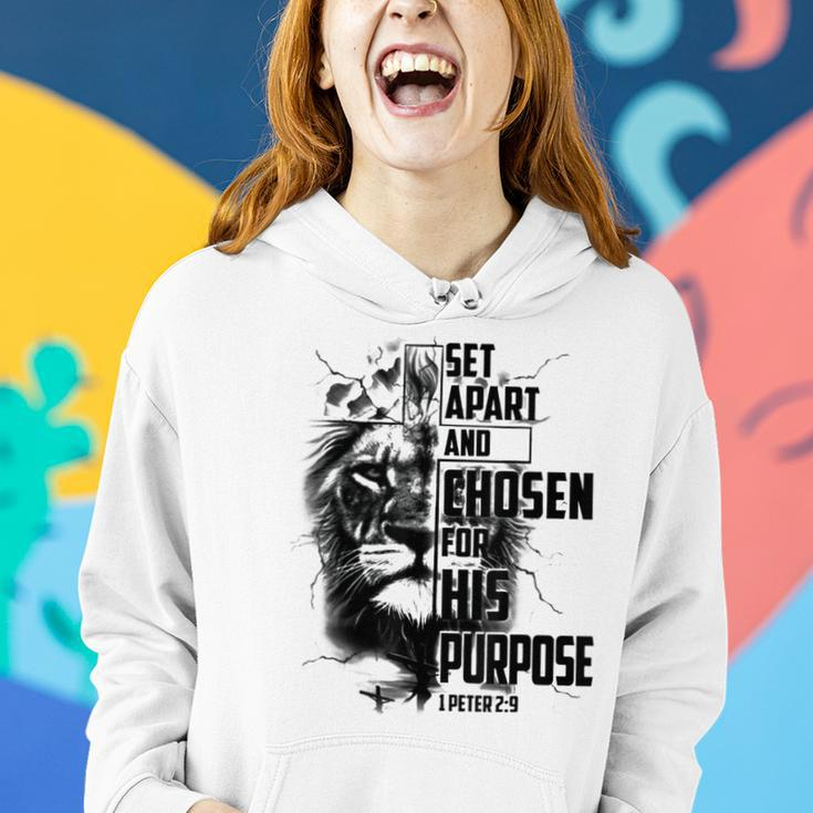 Set Apart And Chosen For His Purpose Lions Cross Christian Women Hoodie Gifts for Her
