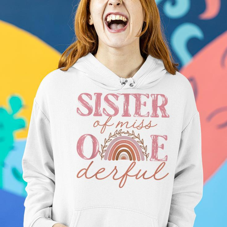 Sister Of Little Miss Onederful 1St Bday Boho Rainbow Women Hoodie Gifts for Her