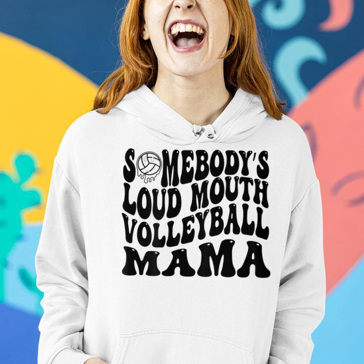 Somebody’S Loud Mouth Volleyball Mom Retro Wavy Groovy Back Women Hoodie Gifts for Her