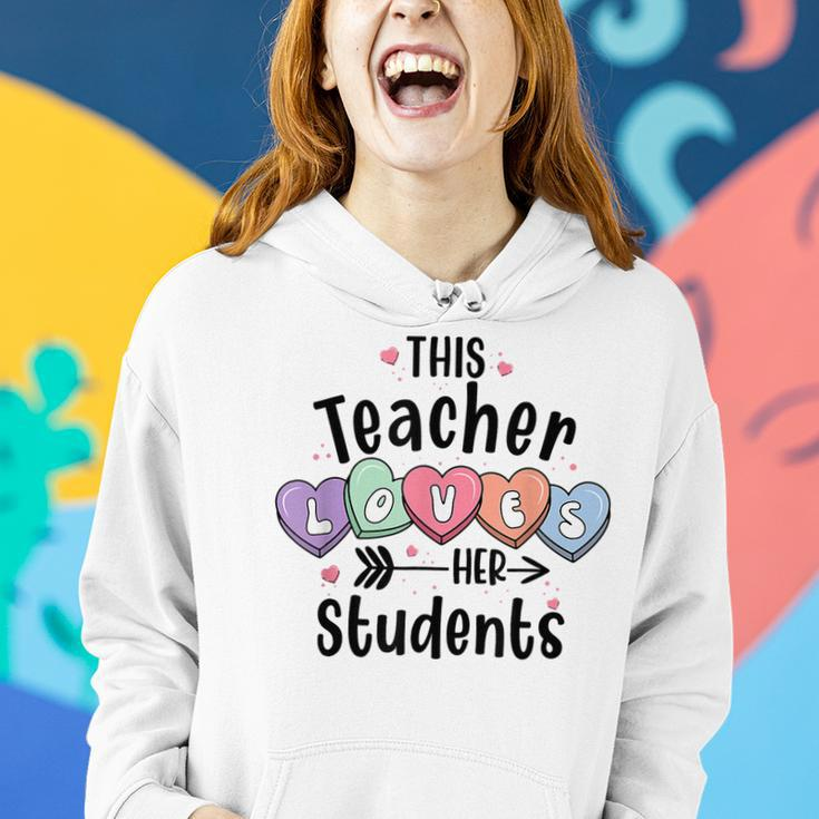 This Teacher Loves Her Students Valentines Day Cute Teacher Women Hoodie Gifts for Her
