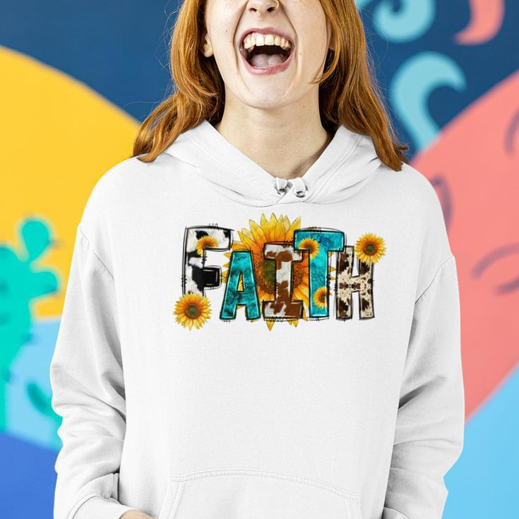 Western Faith Cow Farm Christian Sunflower Jesus Lover Women Hoodie Gifts for Her