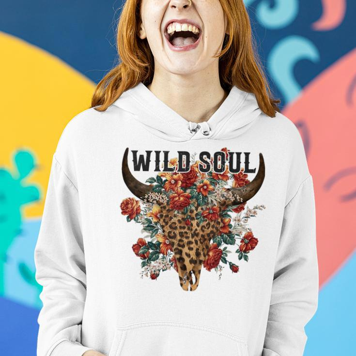 Wild Soul Leopard Cow Skull Bull Skull Flower Western Lover Women Hoodie Gifts for Her