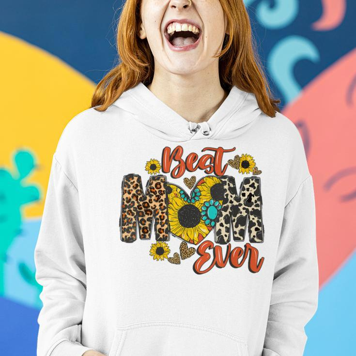Womens Best Mom Ever Sunflower Leopard Happy Mothers Day Women Hoodie Gifts for Her