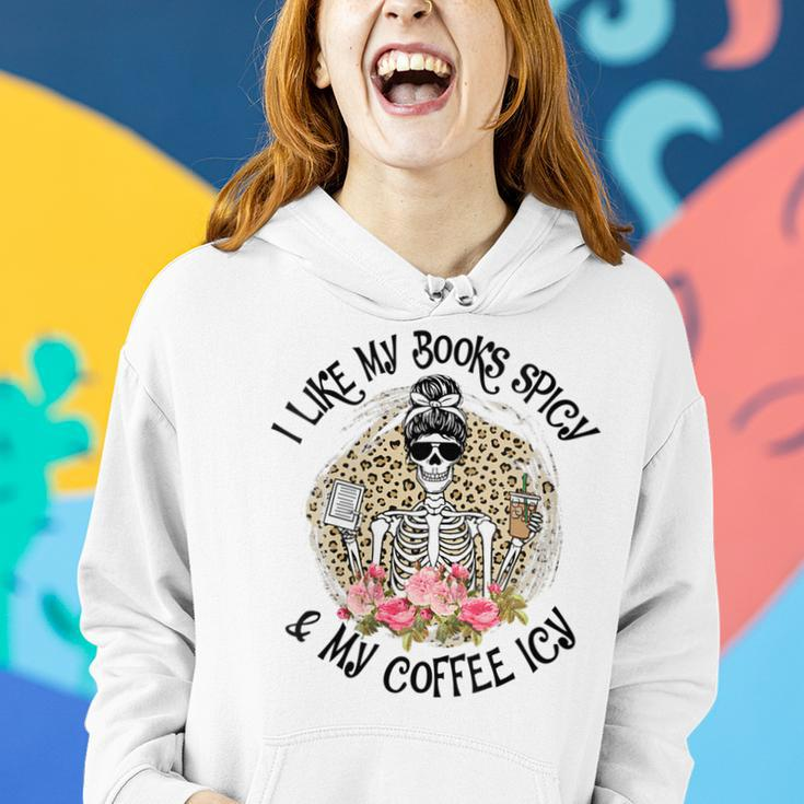 Womens I Like My Books Spicy & My Coffee Icy Reader Reading Bookish Women Hoodie Gifts for Her
