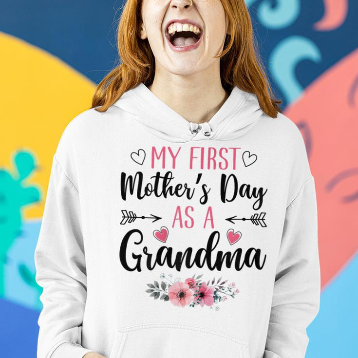Womens My First Mothers Day As A Grandma Flowers Mothers Day 2023 Women Hoodie Gifts for Her