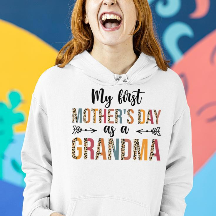Womens My First Mothers Day As A Grandma Leopard Mothers Day 2023 Women Hoodie Gifts for Her