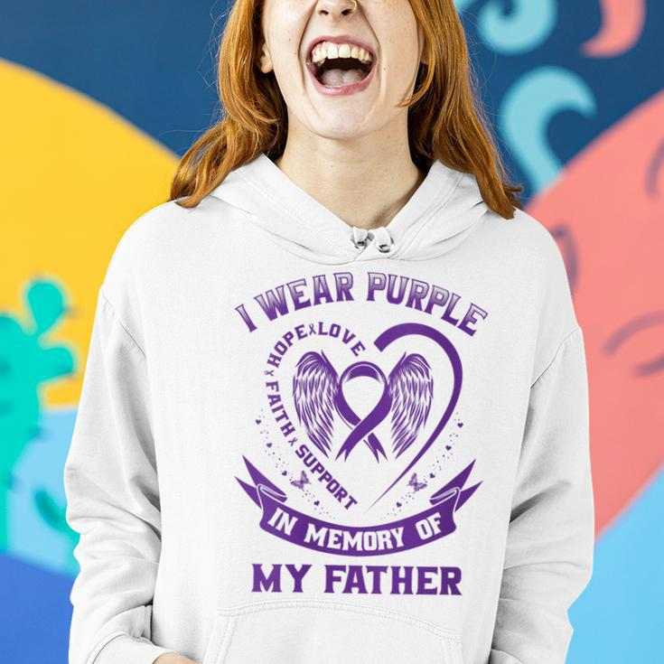 Womens Purple In Memory Of Father Dad Pancreatic Cancer Awareness Women Hoodie Gifts for Her