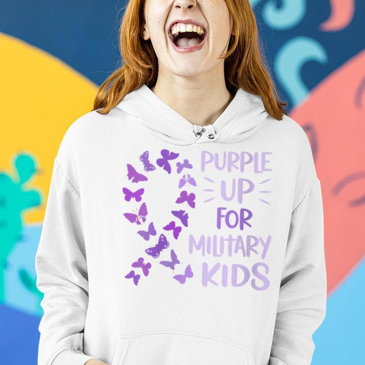 Womens Purple Up Military Child Butterfly - Military Brats Month Women Hoodie Gifts for Her