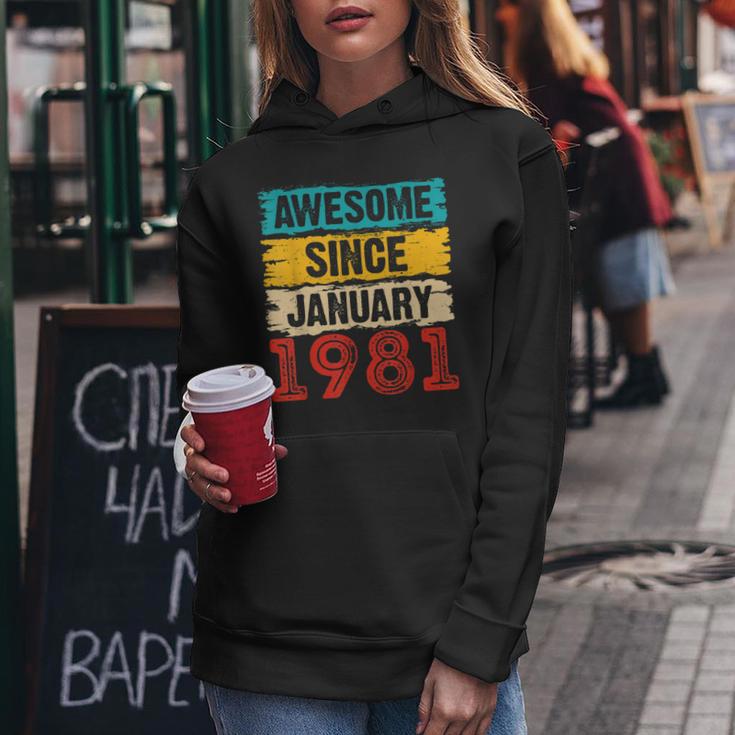 42 Year Old Awesome Since Januar 1981 42 Geburtstag Geschenke Frauen Hoodie Lustige Geschenke