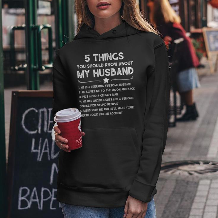 5 Things You Should Know About My Husband Funny Wife Quote Women Hoodie Unique Gifts