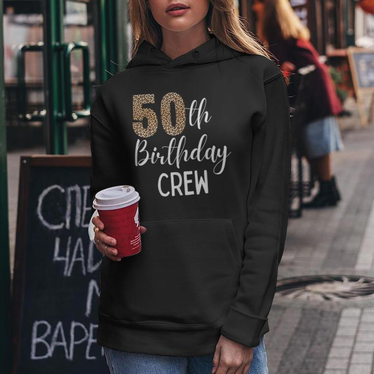 50Th Birthday Squad Party Crew With Leopard Print Women Hoodie Unique Gifts