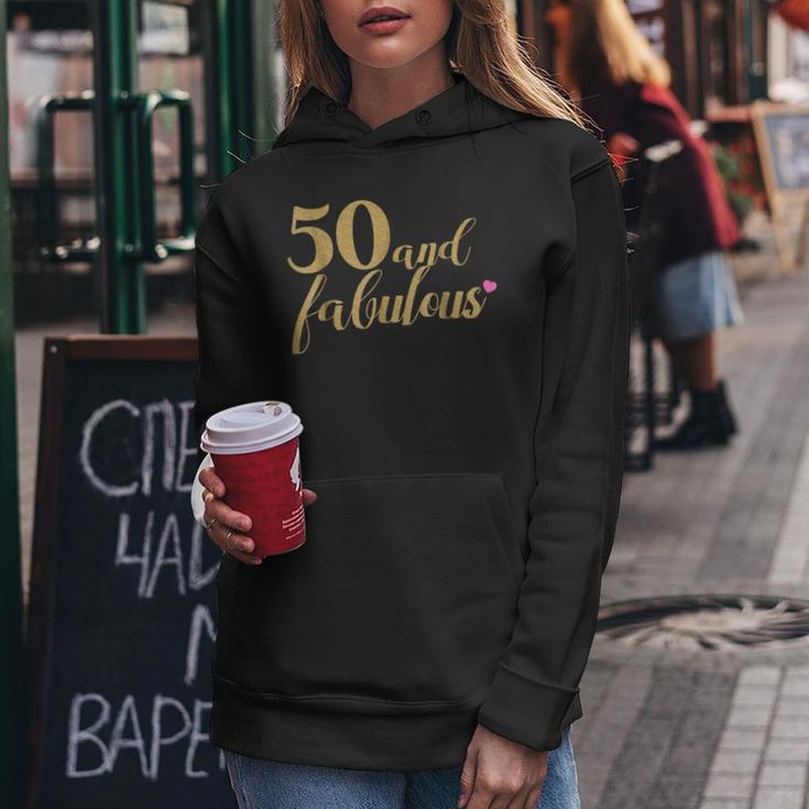 50Th Birthday Women Shirt - 50 And Fabulous Gold And Pink Women Hoodie Unique Gifts