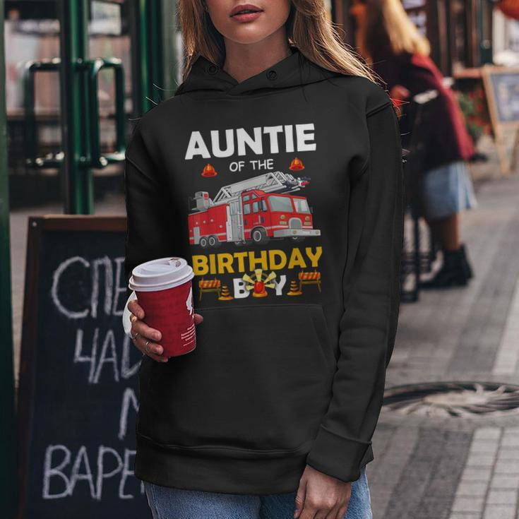 Auntie Of The Birthday Boy Fire Truck Firefighter Party Aunt Women Hoodie Funny Gifts