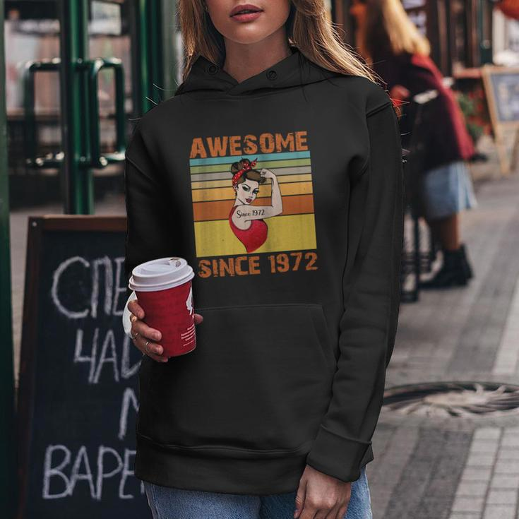 Awesome Since 1972 50Th Birthday Messy Bun Women Hoodie Unique Gifts
