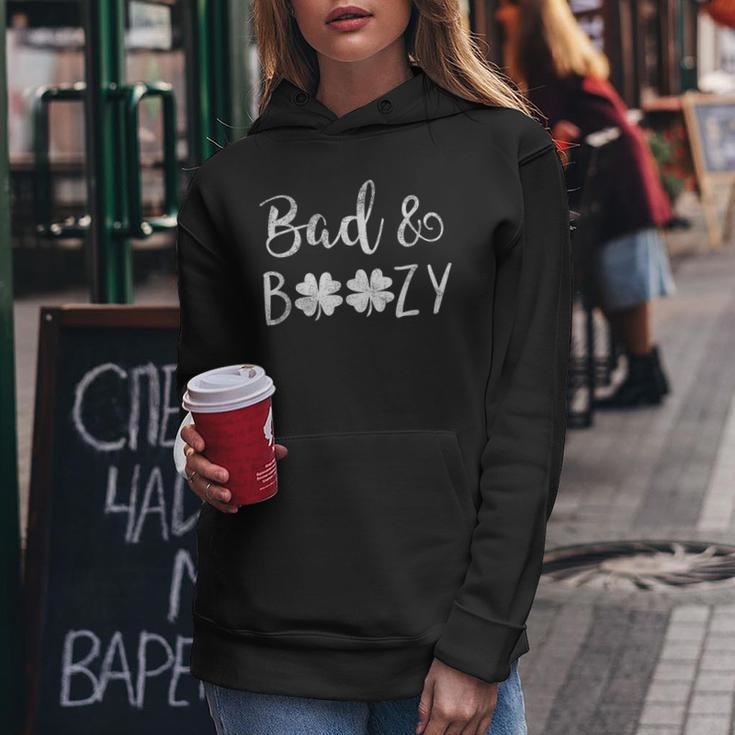 Bad And Boozy St Patricks Day Shamrock Green Women Women Hoodie Funny Gifts