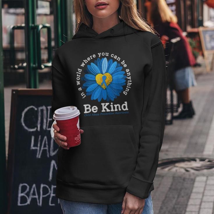 Be Kind Blue Sunflower Child Abuse Prevention Awareness Women Hoodie Unique Gifts
