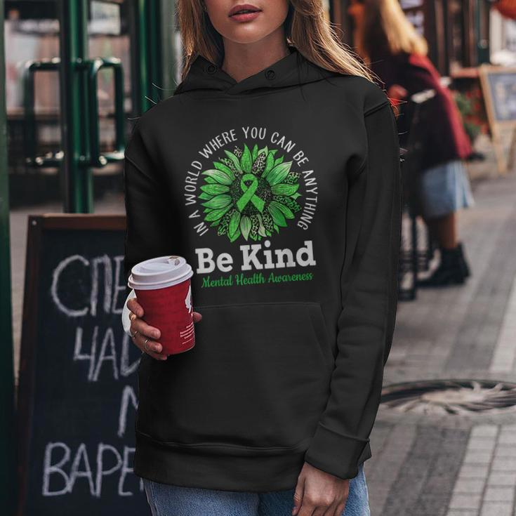 Be Kind Green Ribbon Sunflower Mental Health Awareness Women Hoodie Unique Gifts