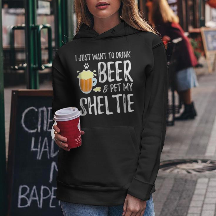 Beer And Sheltie Funny Dog Mom Or Dog Dad Gift Idea Women Hoodie Funny Gifts