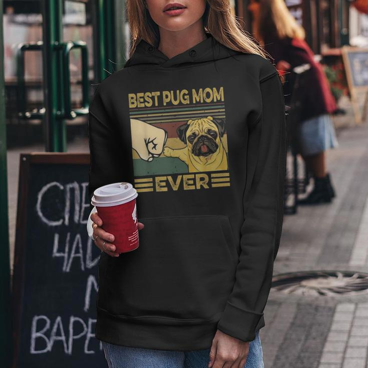 Best Pug Mom Ever Retro Vintage Women Hoodie Funny Gifts