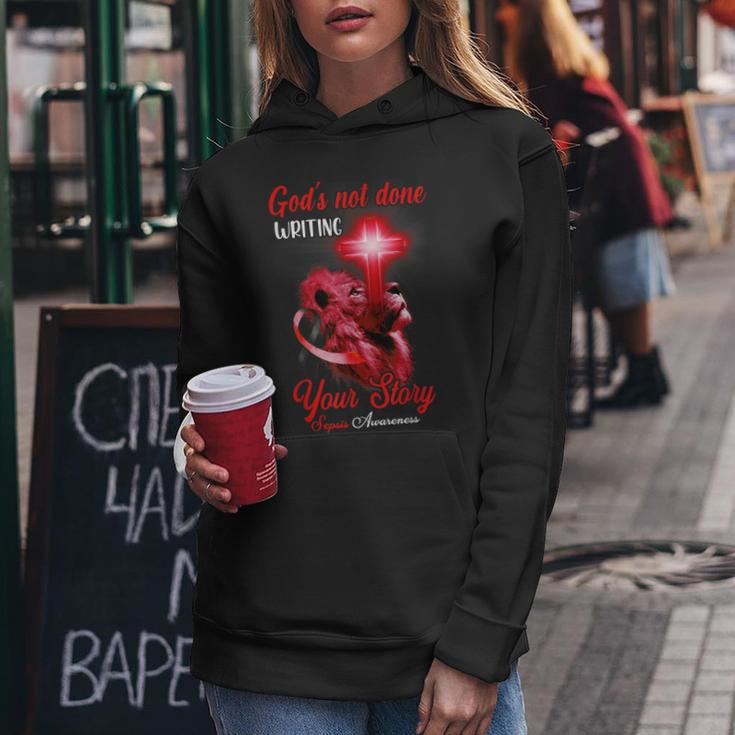Christian Lion Cross Religious Quote Sepsis Awareness Women Hoodie Funny Gifts