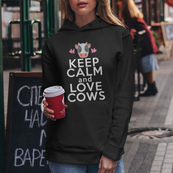 Cow Lover Gift Keep Calm Love Cows Funny Farmer Women Girls Women Hoodie Unique Gifts