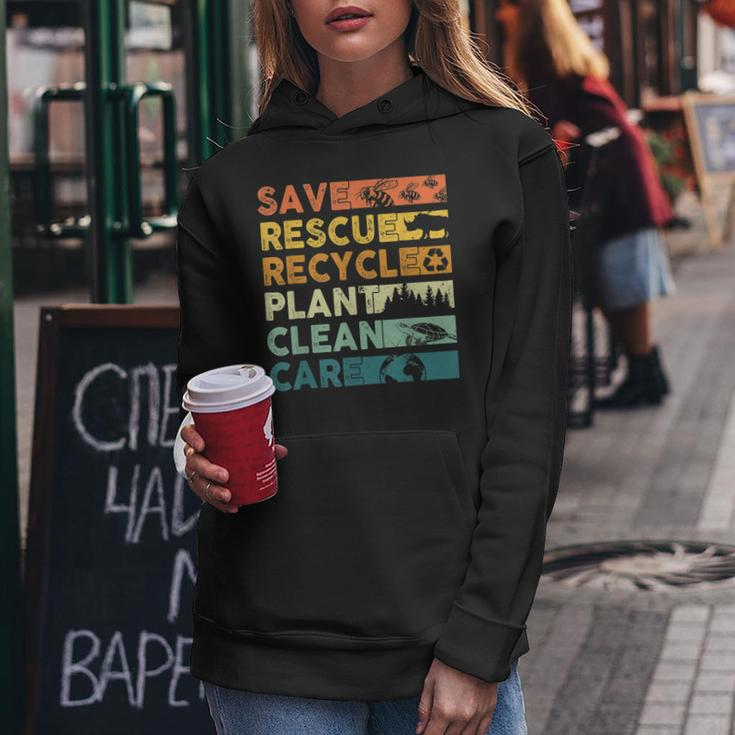 Earth Day 2023 Save Bees Rescue Animals Recycle Plastics Women Hoodie Funny Gifts
