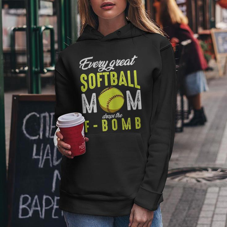 Every Great Softball Mom Drops The F Bomb Funny Baseball Women Hoodie Funny Gifts