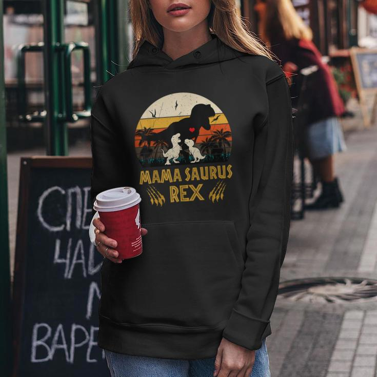 Funny Mamasaurus Rex I Cool Two Kids Mom And Dinasaur Kids Women Hoodie Unique Gifts