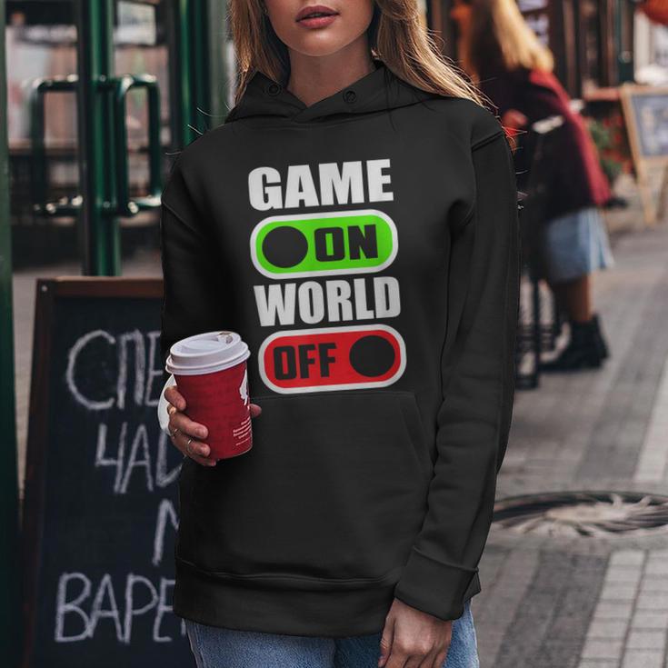 Game On World Off Gamer Gaming Konsole Gamepad Zocken Frauen Hoodie Lustige Geschenke