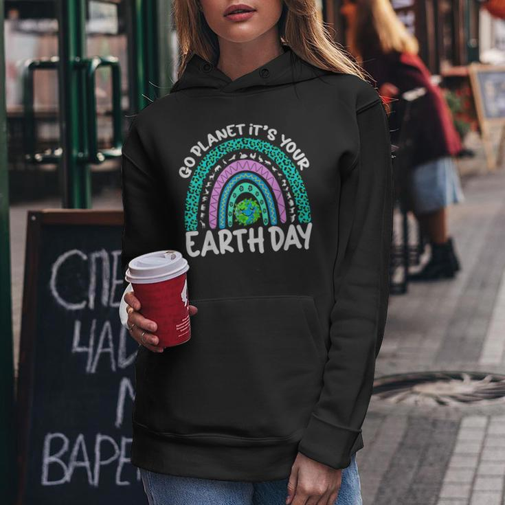 Go Planet Its Your Earth Day Funny Rainbow Earth Day 2023 Women Hoodie Unique Gifts
