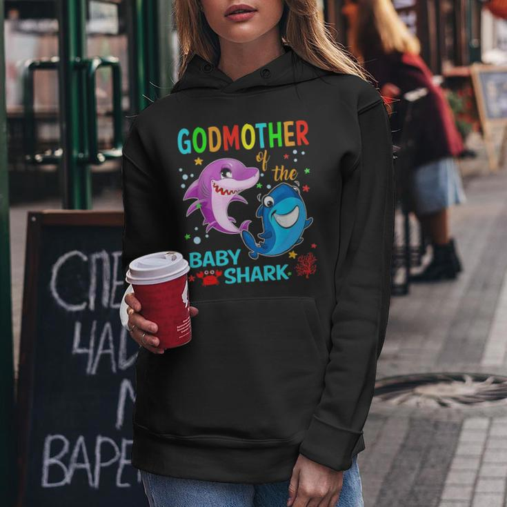 Godmother Of The Baby Shark Birthday Godmother Shark Women Hoodie Funny Gifts