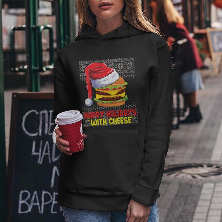 Happy Holidays With Cheese Shirt Cheeseburger Hamburger V7 Women Hoodie Unique Gifts