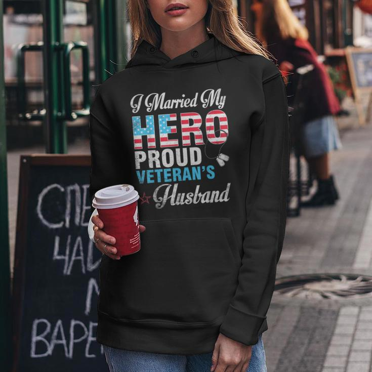 I Married My Hero Proud Veterans Husband Wife Mother Father Women Hoodie Funny Gifts